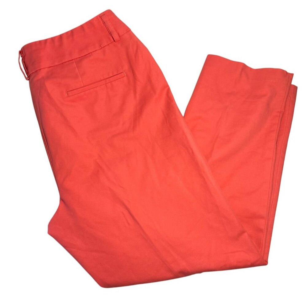 Tanjay Crop Ankle Pants Coral Womens 14P Cotton Blend Slim Fit Resort Summer